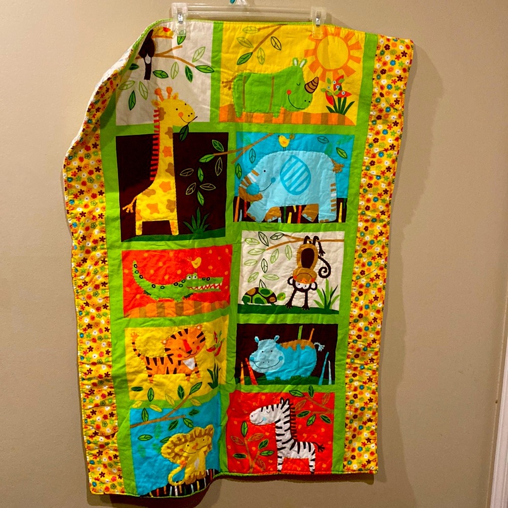 Handmade Patchwork Style Animal Themed Rectangular Blanket 27.5" x 38.5"
